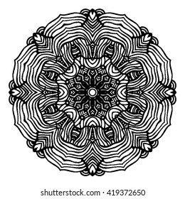 Monochrome  abstract element. Ornamental round pattern. Colorful ornament with vintage elements Mandala. Vector Ethnic Oriental Circle Ornament. 