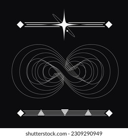Monochrome Abstract Element Template, Infinity lines with Dividers