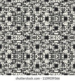 Monochrome Abstract Elements Checked Textured Pattern