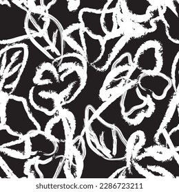 Monochrome Abstract Floral seamless pattern design for fashion textiles, graphics, backgrounds and crafts
