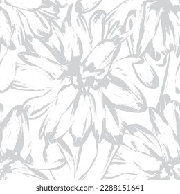 Monochrome Abstract Floral seamless pattern design for fashion textiles, graphics, backgrounds and crafts