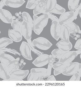 Resumen monocromo Diseño de patrones sin soldadura floral para textiles de moda, gráficos, fondos y artesanías