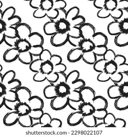 Monochrome Abstract Floral seamless pattern design for fashion textiles, graphics, backgrounds and crafts