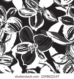 Monochrome Abstract Floral seamless pattern design for fashion textiles, graphics, backgrounds and crafts
