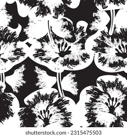Resumen monocromo Diseño de patrones sin soldadura floral para textiles de moda, gráficos, fondos y artesanías