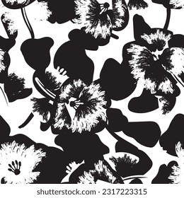 Resumen monocromo Diseño de patrones sin soldadura floral para textiles de moda, gráficos, fondos y artesanías