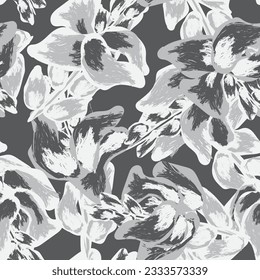 Monochrome Abstract Floral seamless pattern design for fashion textiles, graphics, backgrounds and crafts
