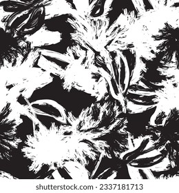 Monochrome Abstract Floral seamless pattern design for fashion textiles, graphics, backgrounds and crafts