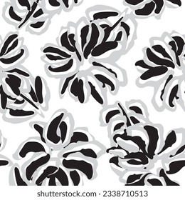 Monochrome Abstract Floral seamless pattern design for fashion textiles, graphics, backgrounds and crafts