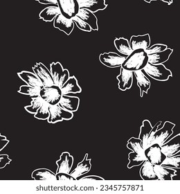 Monochrome Abstract Floral seamless pattern design for fashion textiles, graphics, backgrounds and crafts