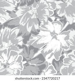 Monochrome Abstract Floral seamless pattern design for fashion textiles, graphics, backgrounds and crafts