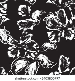 Monochrome Abstract Floral seamless pattern design for fashion textiles, graphics, backgrounds and crafts