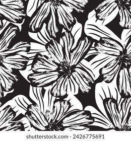 Diseño sin costuras floral abstracto monocromo del modelo para los textiles de la moda, los gráficos, los fondos y las artesanías
