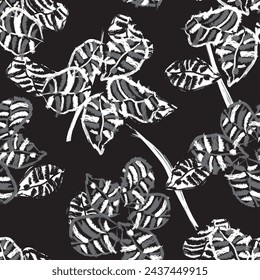 Monochrome Abstract Floral seamless pattern design for fashion textiles, graphics, backgrounds and crafts