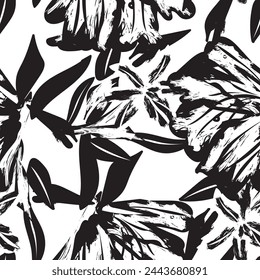 Monochrome Abstract Floral seamless pattern design for fashion textiles, graphics, backgrounds and crafts