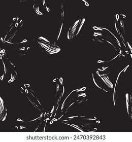 Monochrome Abstract Floral seamless pattern design for fashion textiles, graphics, backgrounds and crafts