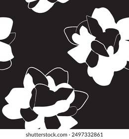 Monochrome Abstract Floral seamless pattern design for fashion textiles, graphics, backgrounds and crafts