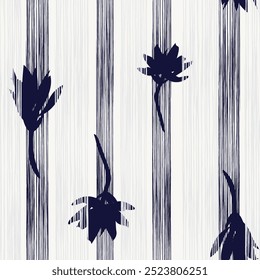 Monochrome Abstract Floral seamless pattern design for fashion textiles, graphics, backgrounds and crafts