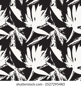 Monochrome Abstract Floral seamless pattern design for fashion textiles, graphics, backgrounds and crafts