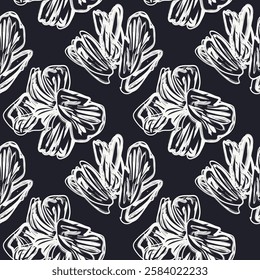 Monochrome Abstract Floral seamless pattern design for fashion textiles, graphics, backgrounds and crafts