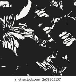 Monochrome Abstract Floral seamless pattern design for fashion textiles, graphics, backgrounds and crafts