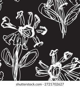 Diseño inconsútil floral Abstractas monocromo del modelo para los textiles de la moda, los gráficos, los fondos y las artes