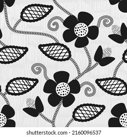 patrón de flor abstracto monocromo sin soldadura