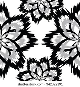 monochrome abstract flower seamless pattern background
