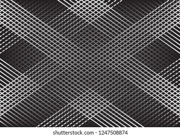 Monochrome abstract geometric background with lines, checkered pattern. Vector illustration