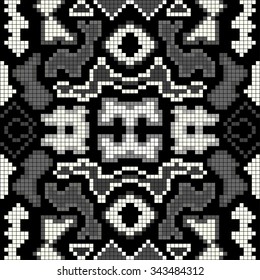 monochrome abstract geometric background seamless pattern pixels