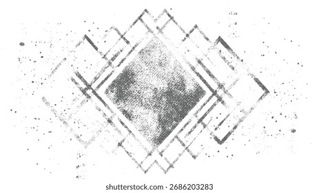 Un patrón geométrico abstracto monocromo con una textura afligida y puntos dispersos.
