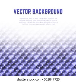 Monochrome abstract geometric vector background. Poster design template with color glossy 3D cubes pattern and blank space for text.