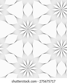 Monochrome abstract geometrical pattern. Modern gray seamless background. Flat simple design.Gray eight pedal geometrical flower.