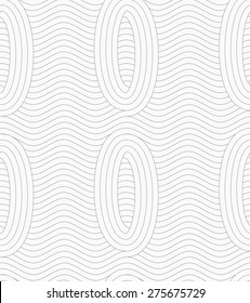 Monochrome abstract geometrical pattern. Modern gray seamless background. Flat simple design.Gray ovals merging with continues lines.