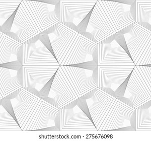 Monochrome abstract geometrical pattern. Modern gray seamless background. Flat simple design.Gray unevenly striped hexagons.
