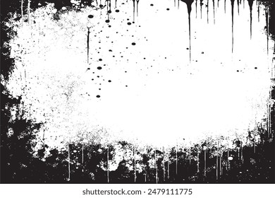 Monochrome Abstract: Grunge Black and White Texture with Dust, Chips, and Ink Spots on White Background