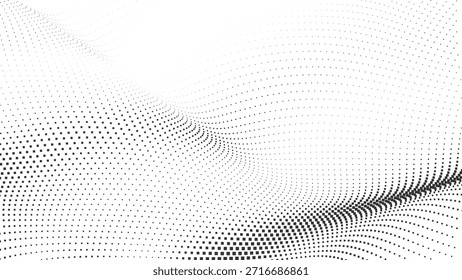 Monochrome abstract halftone dot wave background with smooth intersecting curves forming clean modern texture for professional design, presentations and branding use Vector Illustration