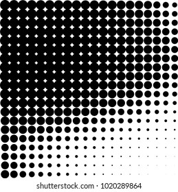 Monochrome abstract halftone. Vector black and white pattern of dots