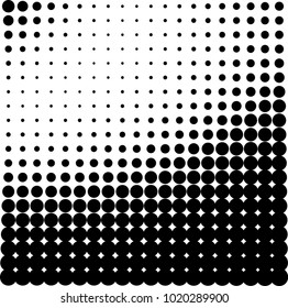 Monochrome abstract halftone. Vector black and white pattern of dots