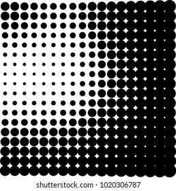 Monochrome abstract halftone. Vector black and white pattern of dots