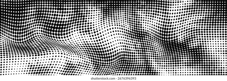 Monochrome abstract halftone. Vector black and white pattern of dots