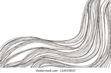 Monochrome abstract hand-drawn frame with waves. Hipster prints, backgrounds with linear doodles, scales, diagonal waves, hand drawn graphics.
Vector wavy striped pattern with place for your text.