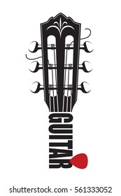 monochrome abstract image of guitar neck with red pick