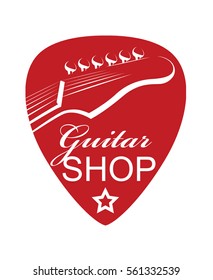 monochrome abstract image of guitar with red pick
