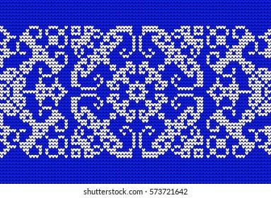 Monochrome Abstract Knitted Pattern. Handmade Ethnic Ornament for Jacquard, Textile Design, Greeting Cards, Background, Invitations, Wrapping, Wallpaper, Vintage. 