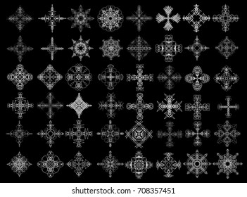 Monochrome abstract mandala sacred geometry, seed flower of life lotus isolated. Religion philosophy, spirituality occultism, sacred geometry, magic mystic, meditation. Vector.