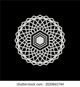 Monochrome Abstract, Minimalist, Geometric, Hexagonal Shaped Symbol Illustration