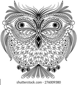 Monochrome abstract owl. Graphic illustration in vector format