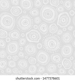 Monochrome abstract pattern. Background of decorative hand-drawn suns.