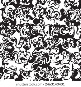 Monochrome abstract pattern created from manually generated, digitized, contorted stripes